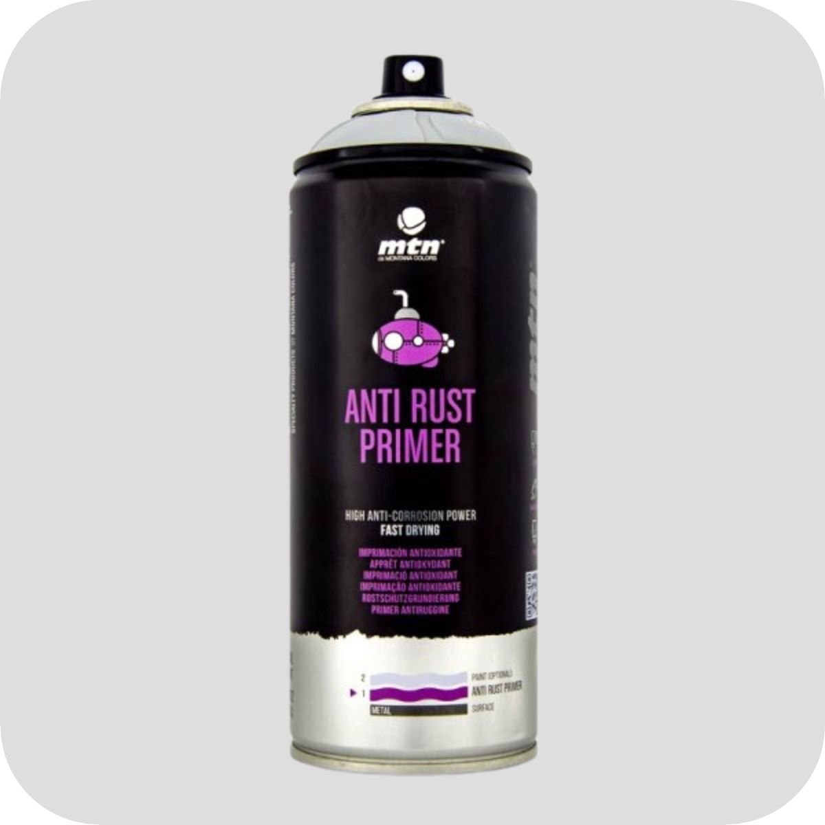 MTN PRO - Apprêt antirouille gris pour métal - Aérosol 400 ml